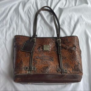 Dooney & Bourke Disney Parks Cognac Leather Sketch Shopper Tote
